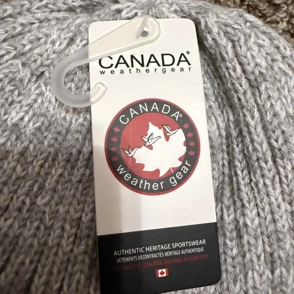 Canada Weather Gear Gray Ribbed Beanie Thermal Plush Lined Winter Hat NWT
